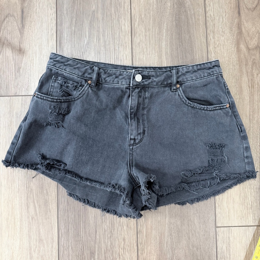 Distressed black/Gray Denim Women Shorts